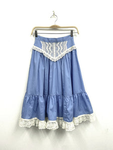 Vtg 70s Blue Prairie Skirt