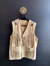 Load image into Gallery viewer, Vtg Suede Beaded Fringe Vest
