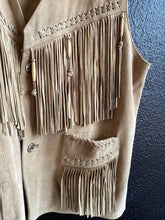 Load image into Gallery viewer, Vtg Suede Beaded Fringe Vest
