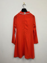 Load image into Gallery viewer, Vtg  60s Orange Silver Ric Rac Mod Dress
