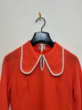 Load image into Gallery viewer, Vtg  60s Orange Silver Ric Rac Mod Dress
