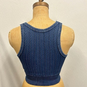 Cable Knit Crop Top - Vtg Midnight