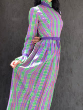 Load image into Gallery viewer, Vtg 70s Taffeta Plaid Maxi Dress
