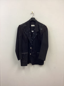 Vtg 90s Fringe Sequin Blazer Jacket