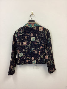 Vtg 80s Quilted Cropped Print Jacket