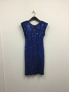 Vtg 80s Keyhole Sequin Fitted Dress