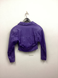 Vtg 80s Purple Cropped Leather Jacket As Is