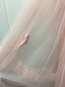 Vtg Pink Lace Tulle Maxi Dress