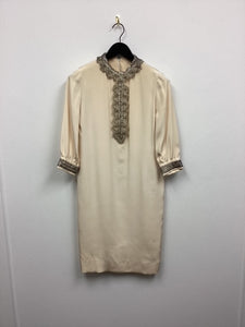 Vtg 60s Beaded Midi Dress
