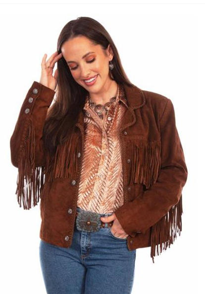 Scully Fringe Leather Lacing Jacket - Brown