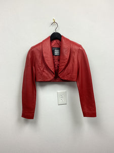 Vtg 80s Red North Beach Leather Bolero Jacket