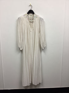 Vtg 70s Gauze & Eyelet Maxi Dress As Is