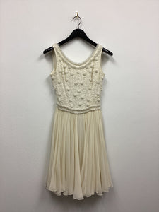 Vtg 60s Chiffon Beaded Silk Full Skirt Dress