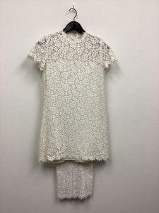Vtg 60s Lace Mini Dress Pant Set
