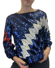 Load image into Gallery viewer, Vtg 80s Zig Zag Bowie Sequin Top
