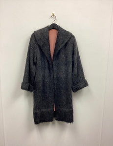 Vtg 40s Grey Mohair Coat