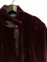 Load image into Gallery viewer, Vtg 80s Wine Embellished Faux Fur Jacket
