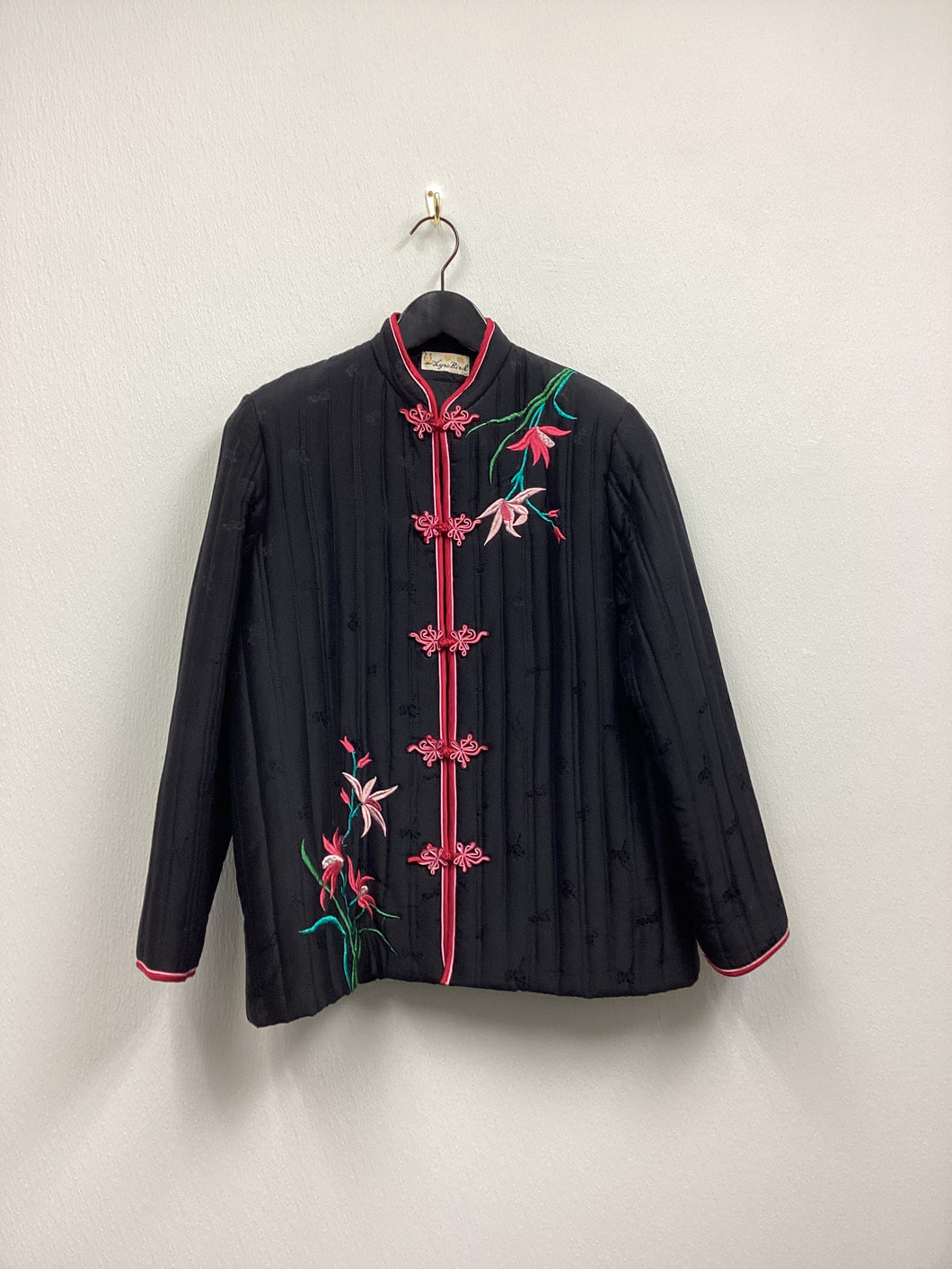 Vtg 80s Black Embellished Quilted Jacket