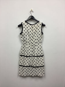 Vtg 50s Polka Dots Tiered Wiggle Dress