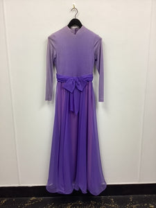 Vtg 60s Purple Chiffon Maxi Dress