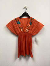 Load image into Gallery viewer, Vtg 70s Orange Embroidered Mexican Blouse
