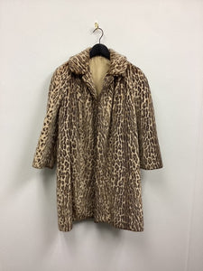 Vtg 50s Leopard Faux Fur Coat