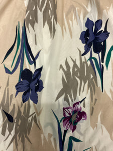 Vtg 80s Sheer Iris Floral Dress