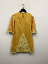 Load image into Gallery viewer, Vtg 60s Yellow Applique Shift Dress
