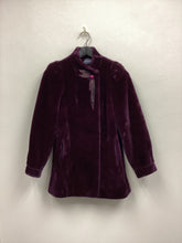 Load image into Gallery viewer, Vtg 80s Wine Embellished Faux Fur Jacket
