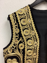 Load image into Gallery viewer, Vtg Black Velvet Gold Embellished Vest
