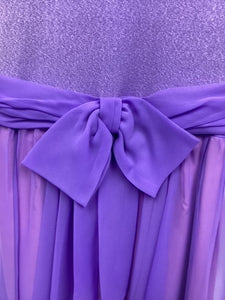 Vtg 60s Purple Chiffon Maxi Dress