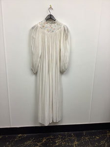 Vtg 70s Gauze & Eyelet Maxi Dress As Is