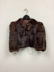 Vtg Brown Cropped Fur Jacket