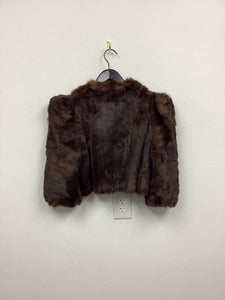 Vtg Brown Cropped Fur Jacket