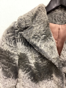 Vtg 60s Grey Faux Fur Shorty Jacket